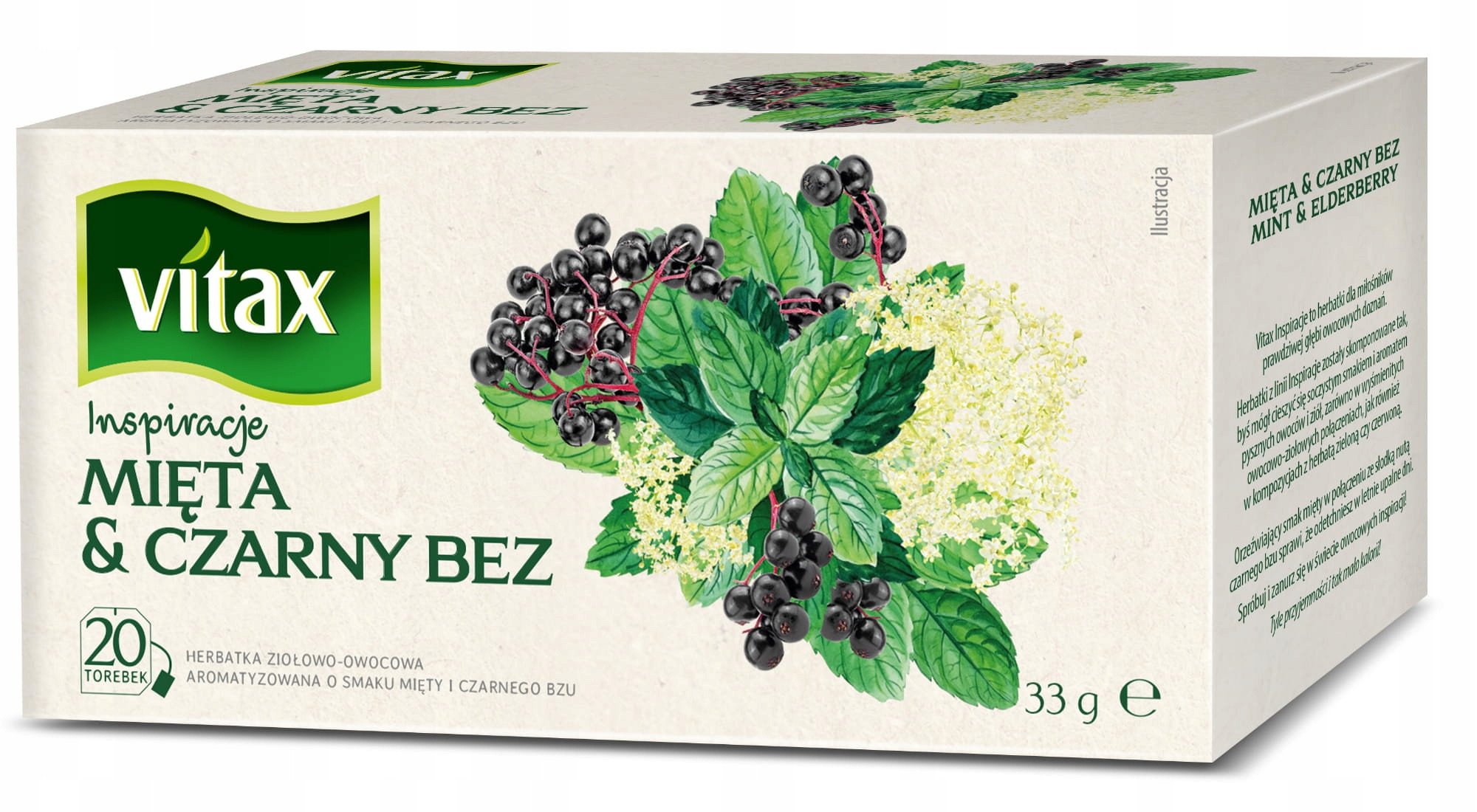 Herbata VITAX Inspiracje, mięta i czarny bez, 20 torebek