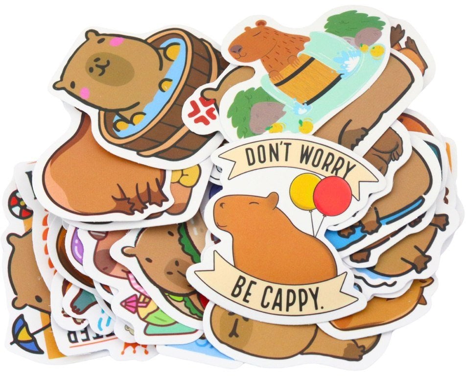 Zestaw Naklejki Kapibara Różne Wzory Matowe 50szt.