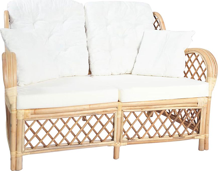 Elior 2-osobowa sofa naturalny rattan i lniana tapicerka - Zumea