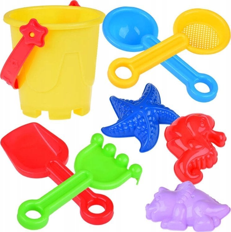 Jokomisiada Zestaw zabawki do piasku wiaderko foremki grabki ZA5078