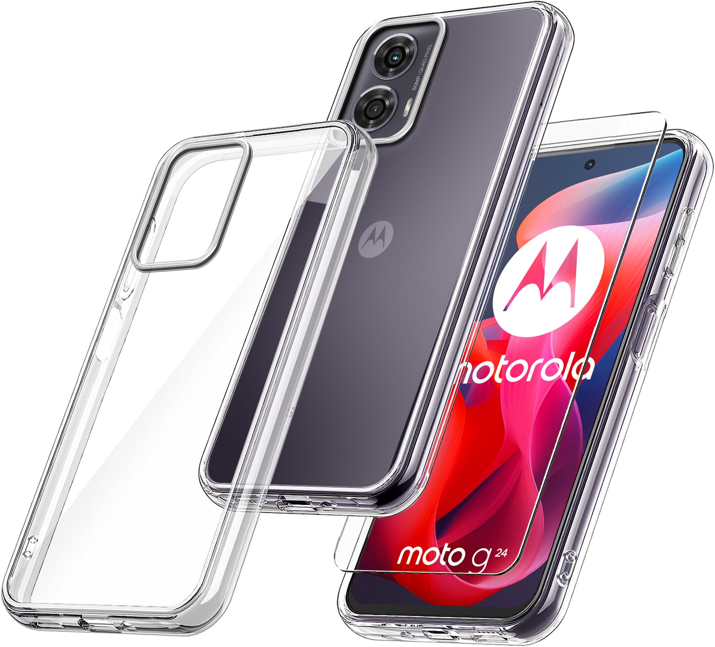 Etui do Motorola Moto G24 | G24 POWER | G04 WZMACNIANE 360 CLEAR + Szkło