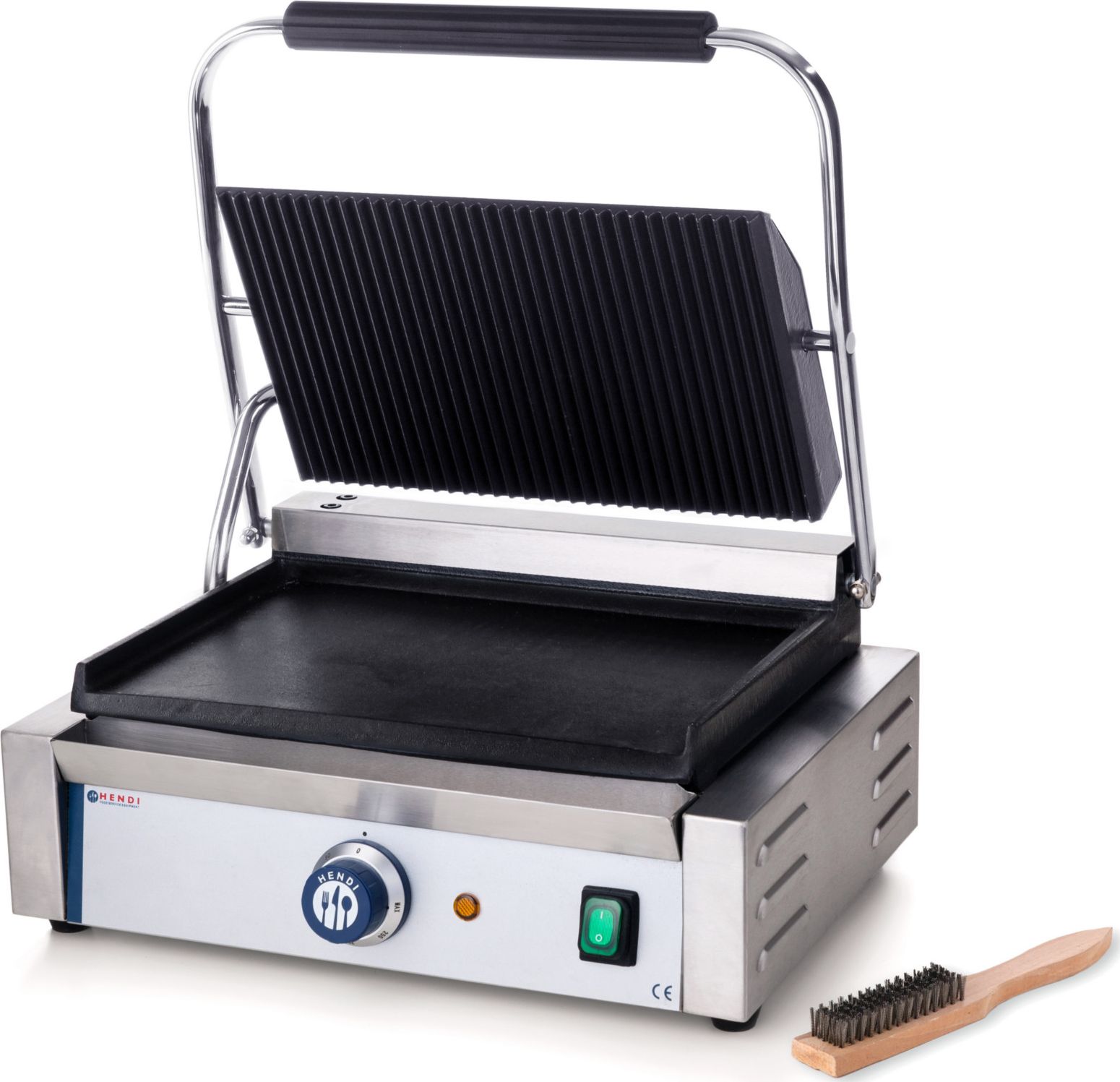 Hendi Kontakt grill kontaktowy PANINI góra ryflowana dół gładki 2200W - Hendi 263662 Kontakt grill kontaktowy PANINI góra ryflowana dół gładki 2200W -
