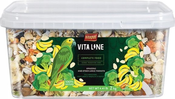 Vitapol Vitaline Karma pełnoporcjowa dla amazonek oraz inne średnie i duże papugi, wiadro 1,9 kg