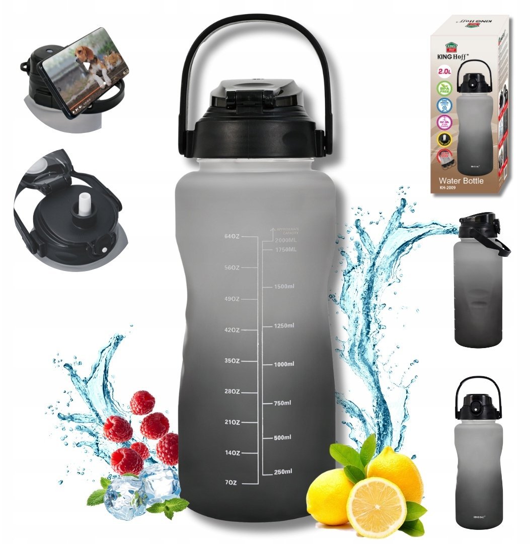 BUTELKA BIDON ZE SŁOMKĄ NA WODĘ 2L KINGHOFF KH-2009