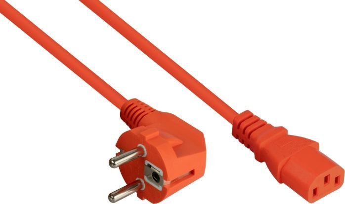Kabel zasilający Alcasa kabelmeister Schutzkontakt-St. (90° gew.) an C13 orange 10m