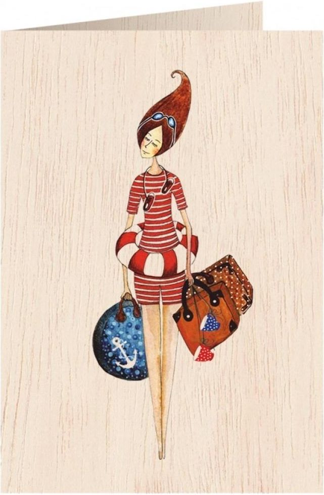 Cozywood Karnet drewniany C6 + koperta Plaża