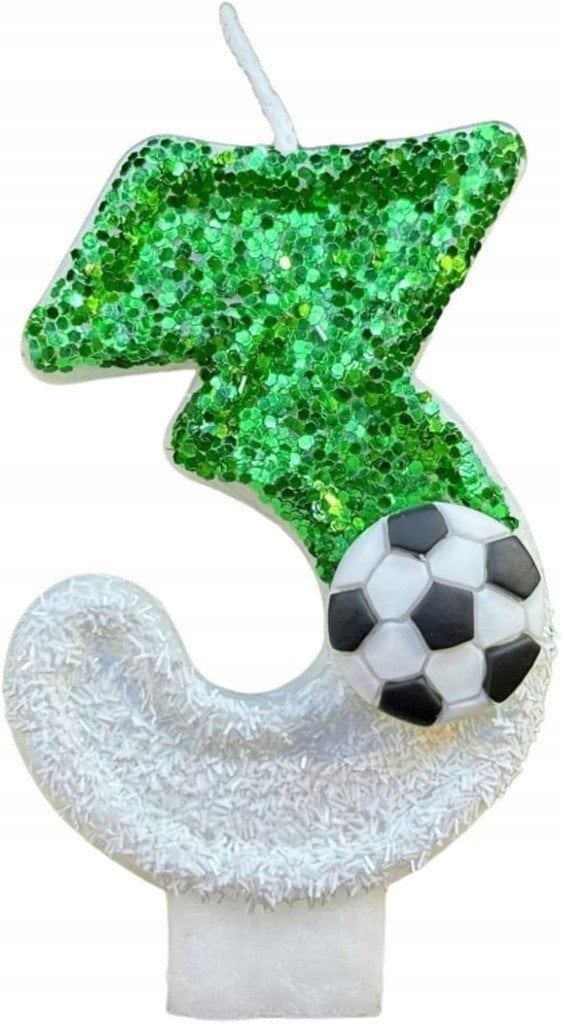 Świeczka Na Tort Piłka Nożna Urodzinowa Świeczki na Urodziny CYFRA 3