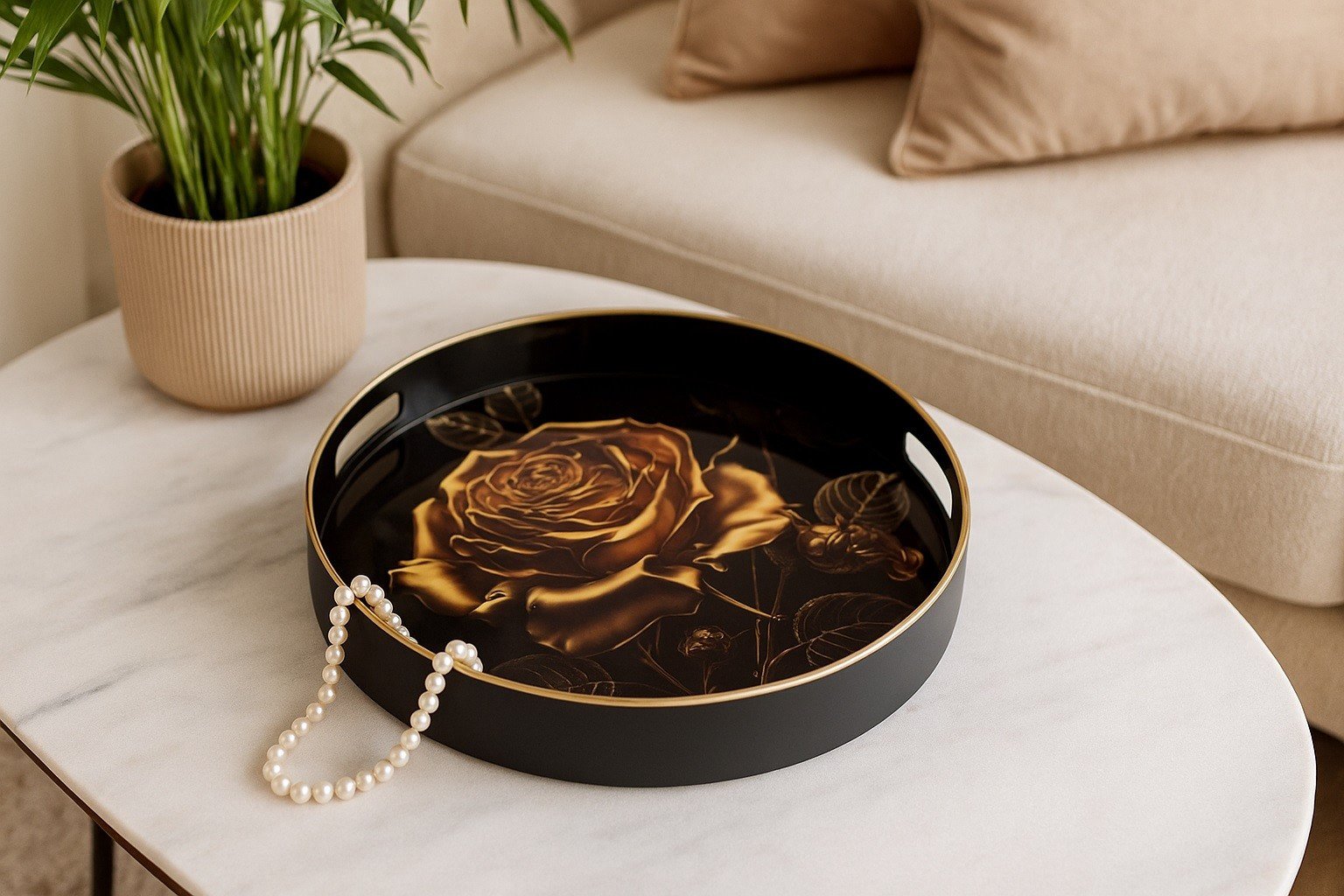 Taca dekoracyjna 35 cm Złota róża 172023