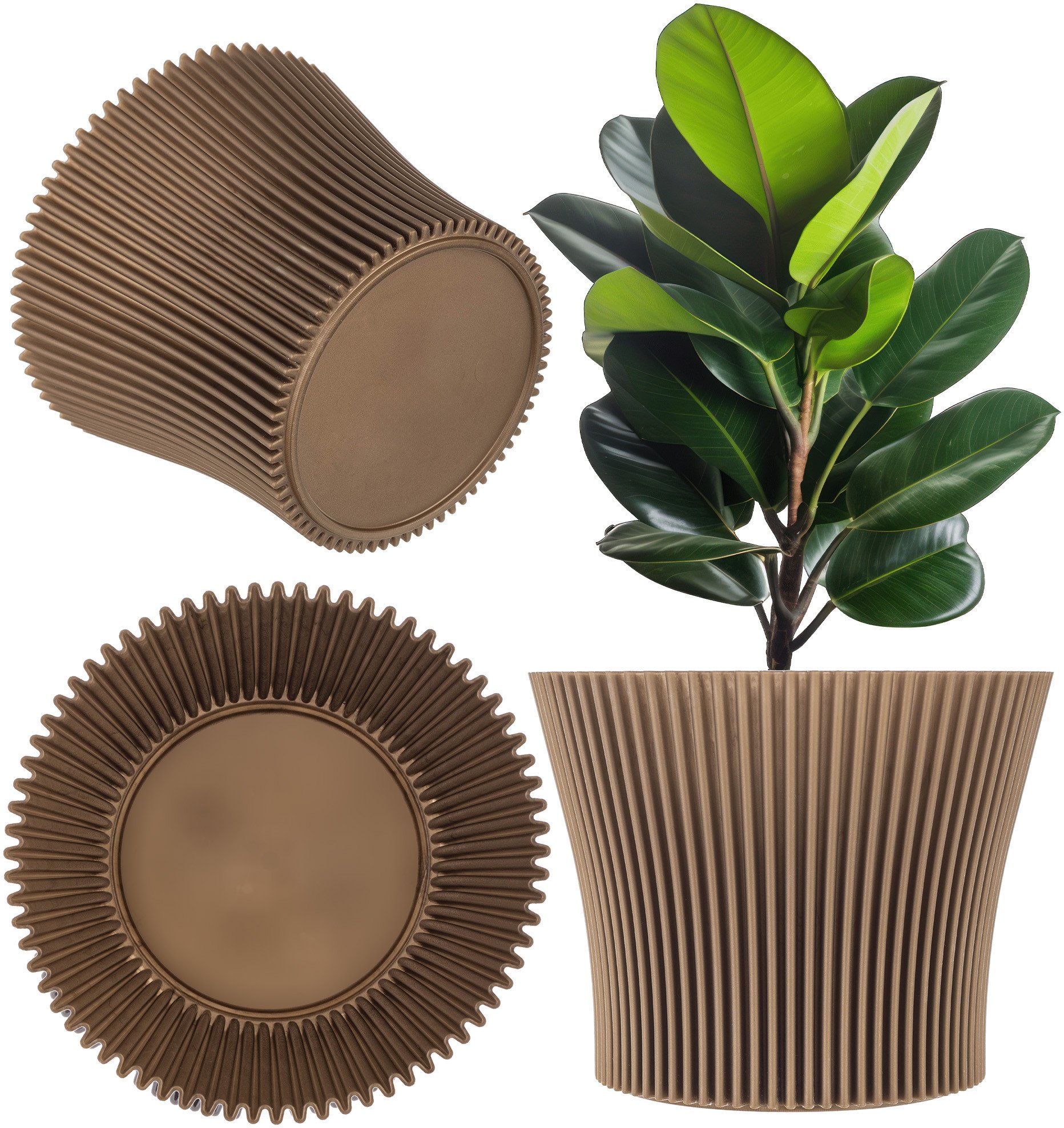 KADAX Doniczka Donica Na Kwiaty 13cm Osłonka Rośliny Kwietnik Plastikowa Złota