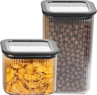 AgdExpert ZESTAW POJEMNIKÓW KUCHENNYCH NA PRODUKTY SYPKIE BRANQ NEROLI 0,7L + 1,57L