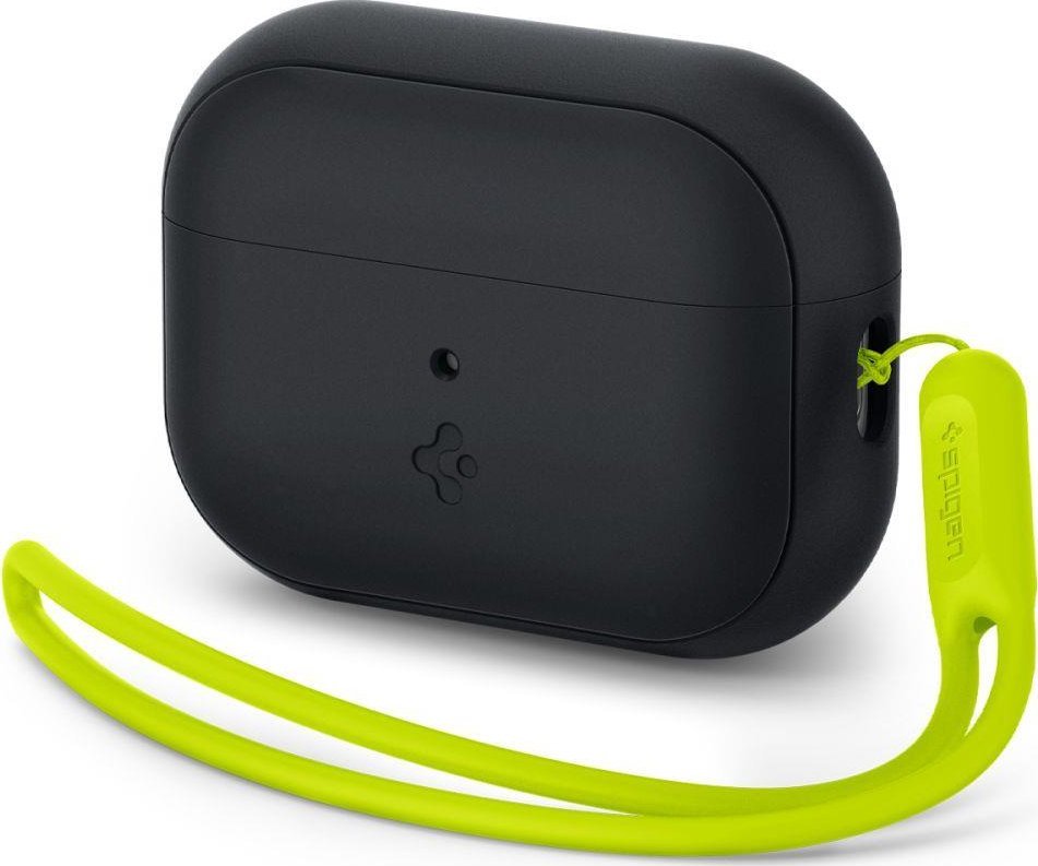 Spigen Etui ochronne na słuchawki Spigen Silicone Fit Strap do Apple AirPods Pro 1/2 black/phantom green ACS05810