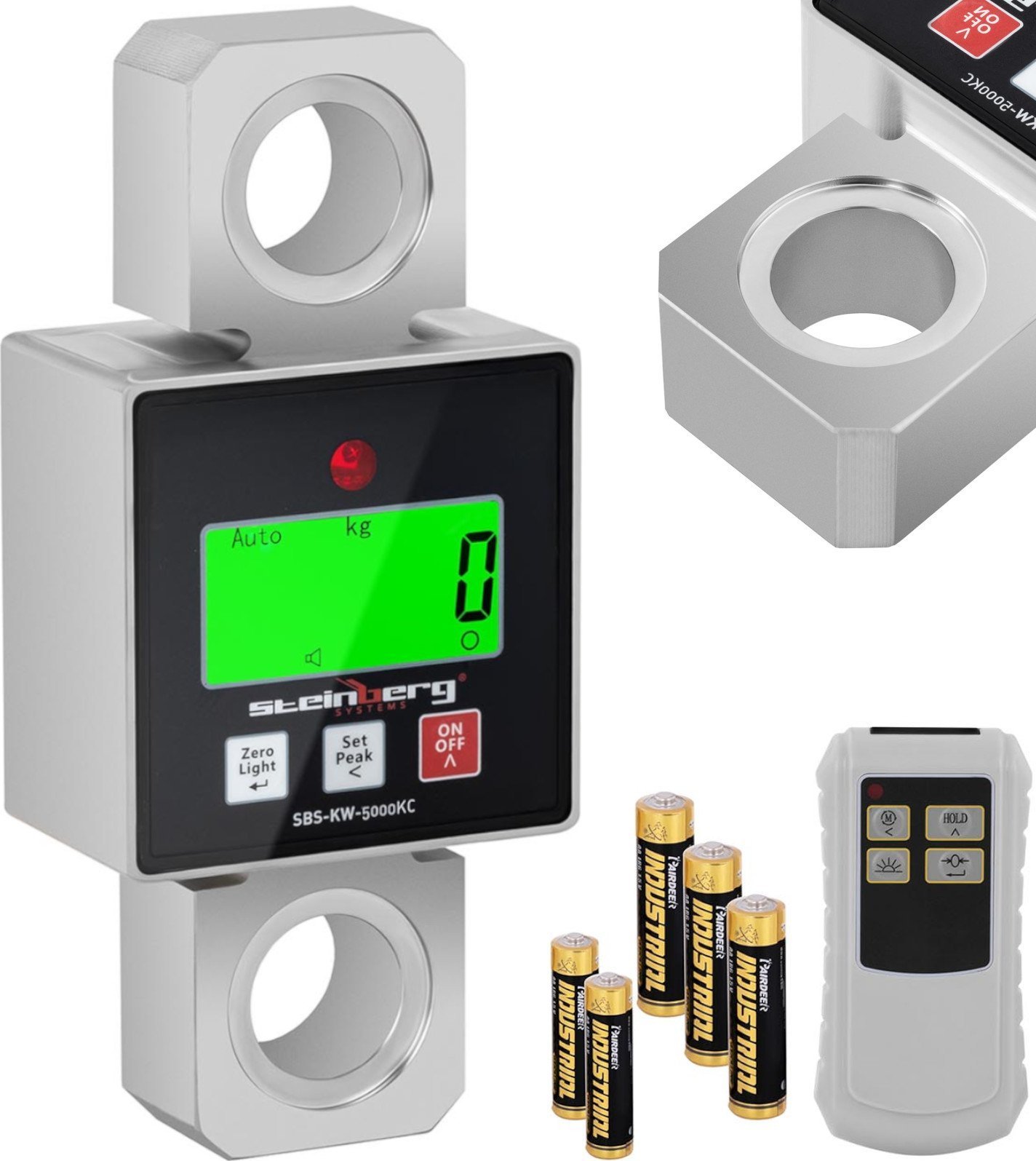 Steinberg Waga hakowa wisząca z pilotem do 5000 kg / 1 lub 2 kg LCD Waga hakowa wisząca z pilotem do 5000 kg / 1 lub 2 kg LCD