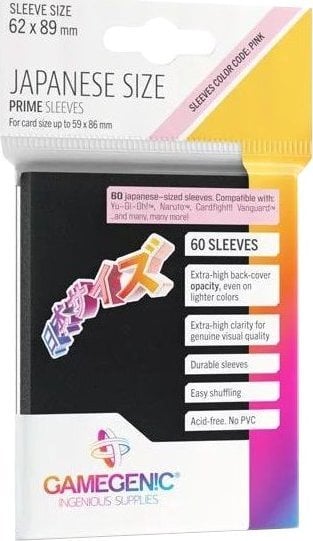 Gamegenic Gamegenic: Japanese Size Prime Sleeves (62x89 mm) 60 sztuk, Black