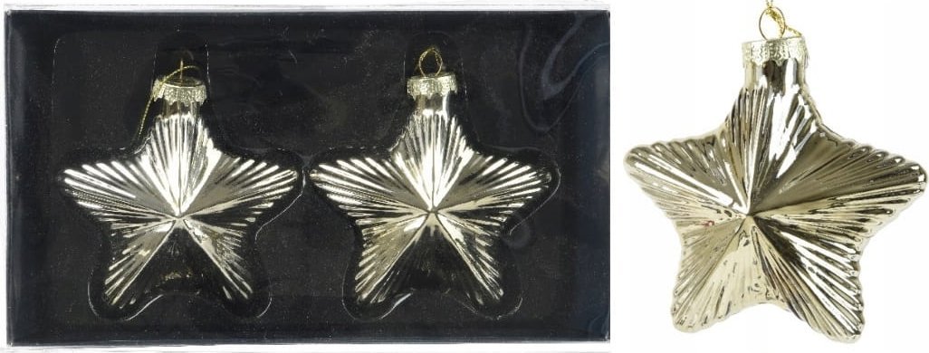 Kaemingk Zestaw 2 bombek choinkowych gwiazdek 10cm