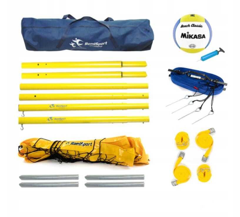 zestaw rekreacyjny do siatkówki słupki stalowe