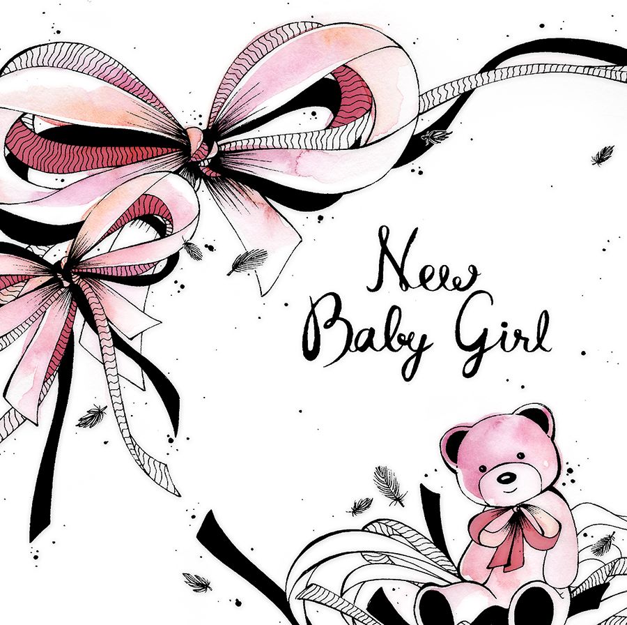 Clear Creation Karnet Swarovski kwadrat z okazji narodzin dziewczynki (CL2512)