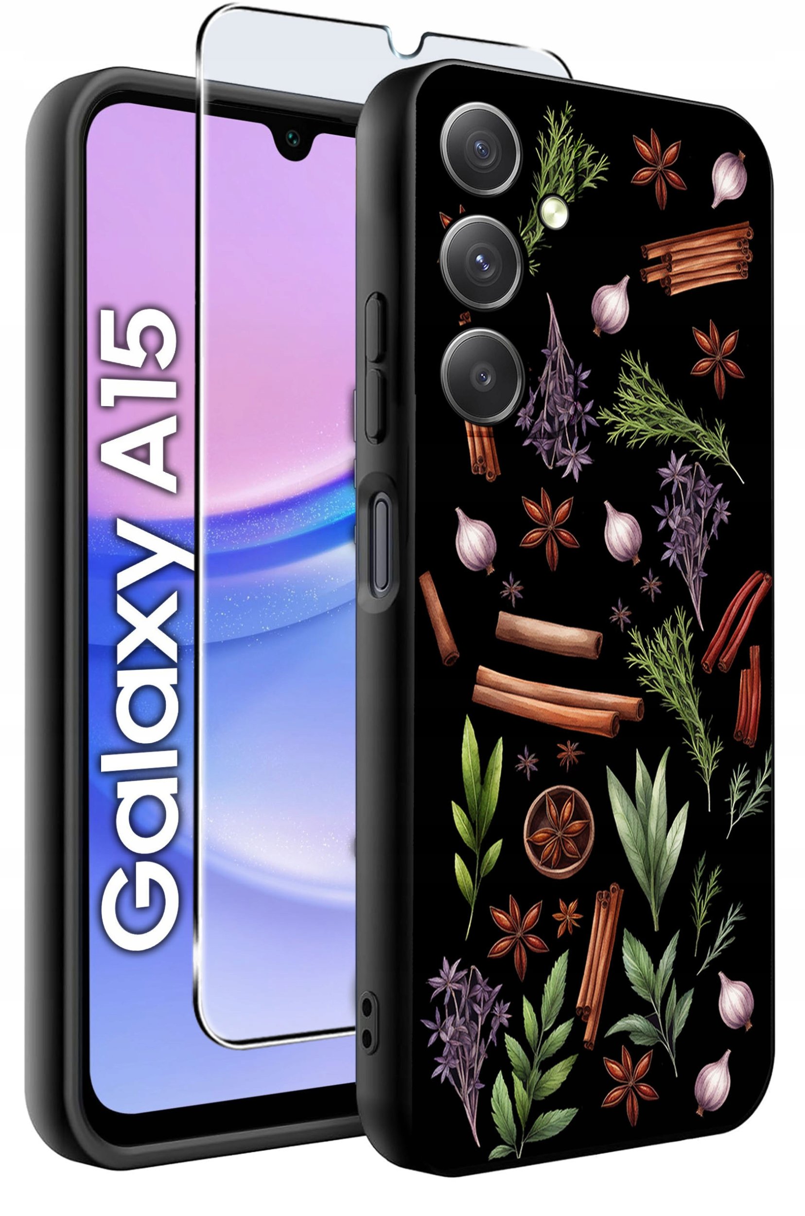 ETUI do Samsung A15 4G | 15 5G WZORY | SILIKONOWE MATT CASE + SZKŁO 9H