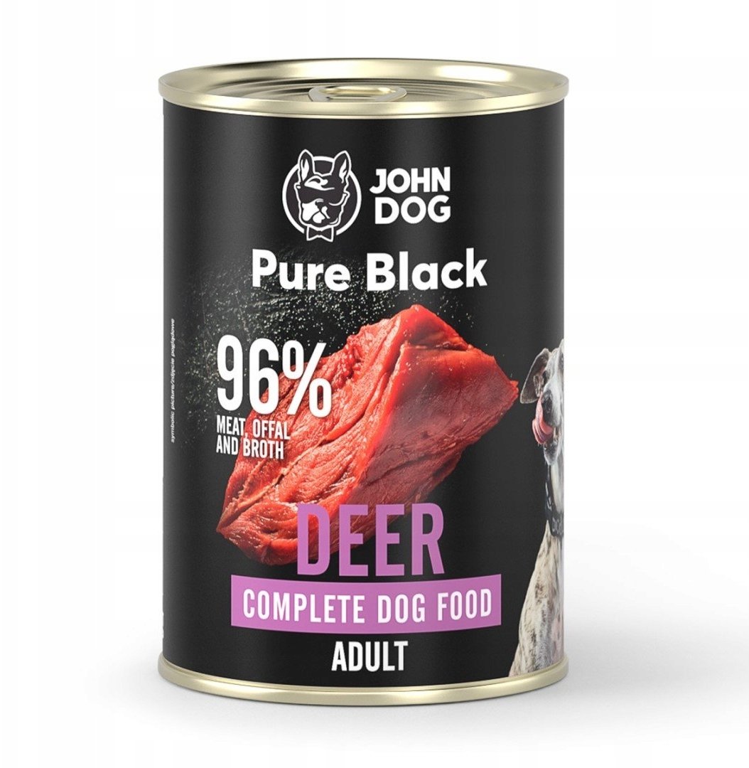 John Dog Pure Black dorosły jeleń karma mokra dla psa 400g*6