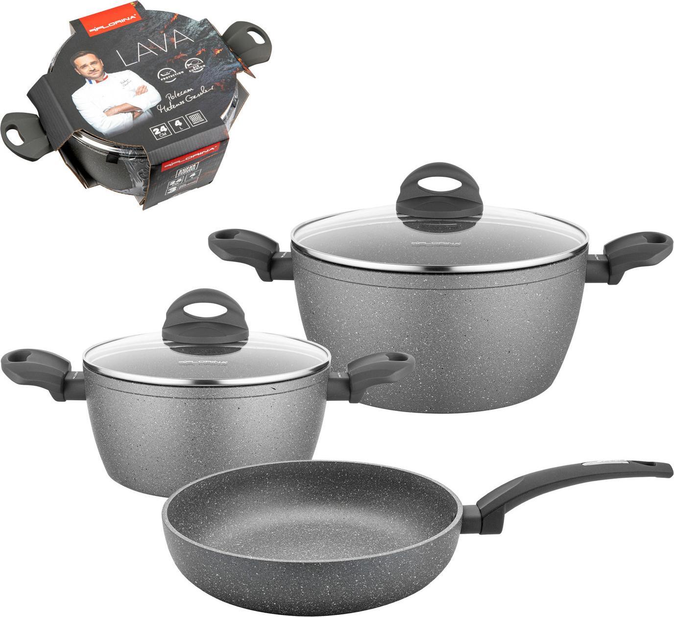 Florina Zestaw garnków i patelni Lava Stone by Mateusz Gessler 2,4 l i 4 l i 26 cm