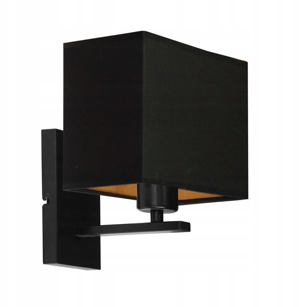 Czarny kinkiet ścienny z abażurem ze złotym wnętrzem MALAGA GOLD lampa ścienna LED do salonu