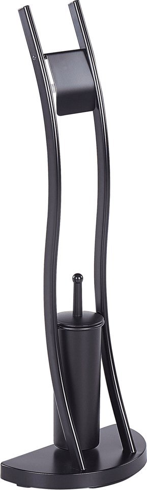 Beliani Stojak na papier i szczotkę toaletową czarny SOACHA
