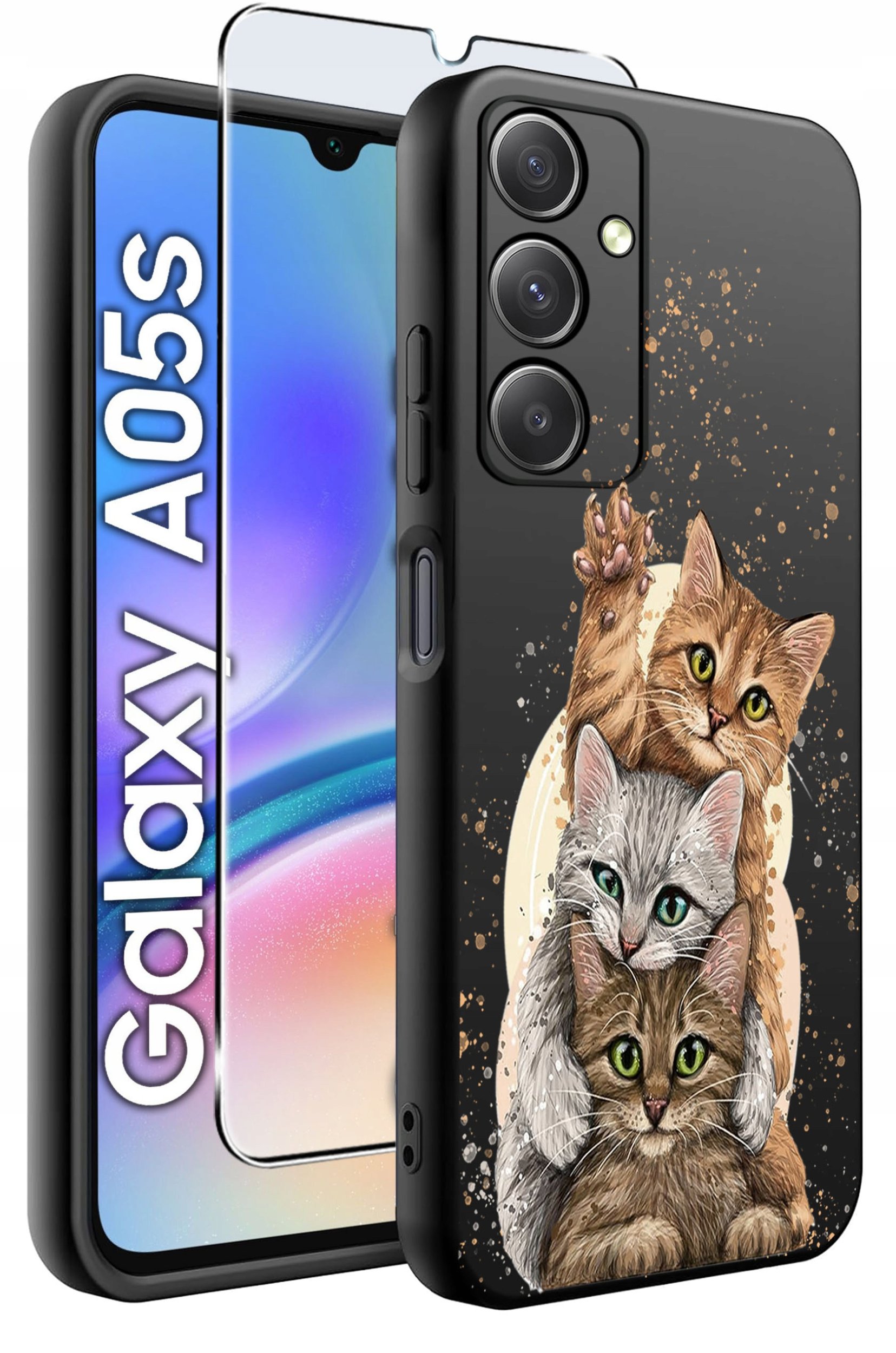 ETUI do Samsung A05s WZORY | SILIKONOWE MATT CASE + SZKŁO 9H