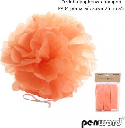 Polsirhurt Pompon papierowy pomarańczowy 25cm pp04