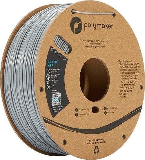 Poly Filament Polymaker PolyLite ABS 1,75mm 1kg - Grey}