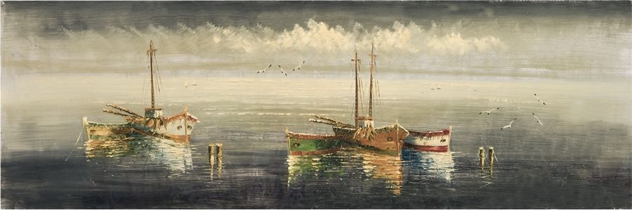 Witek Home Obraz na płótnie 50x150cm Łódki