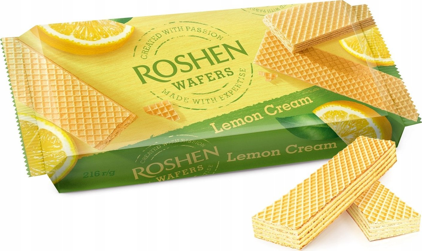 Roshen Wafle przekładane nadzieniem o smaku cytrynowym 216g