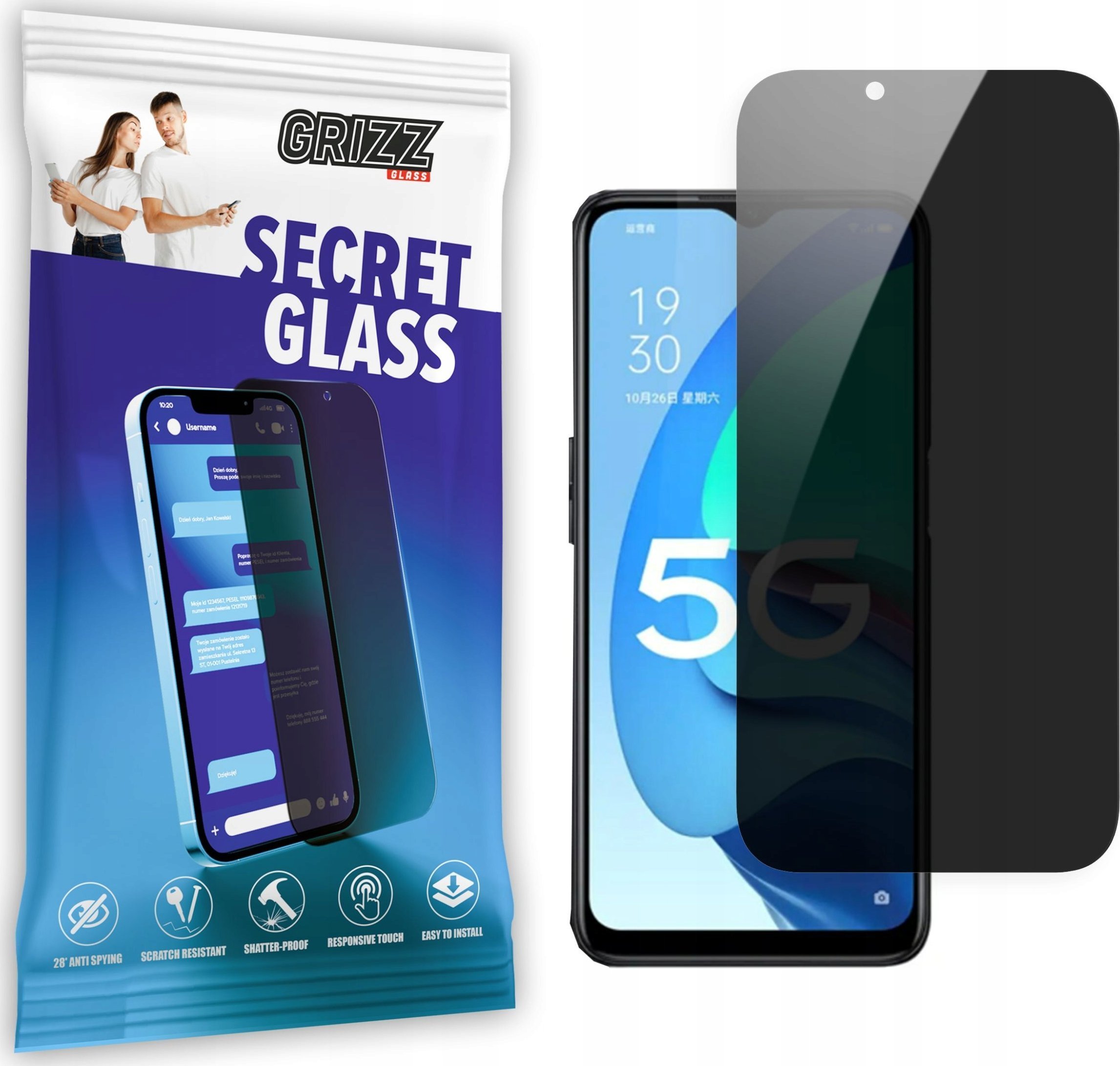 GrizzGlass Szkło prywatyzujące GrizzGlass SecretGlass Oppo A56s