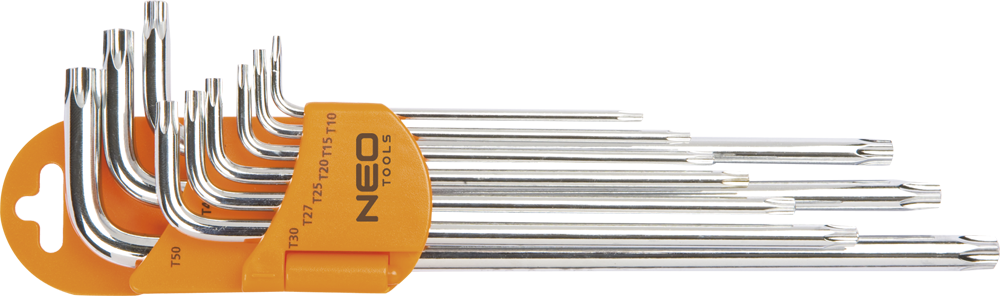 Neo Zestaw kluczy trzpieniowych torx typ L T10-T50 z otworem 9szt. (09-526)
