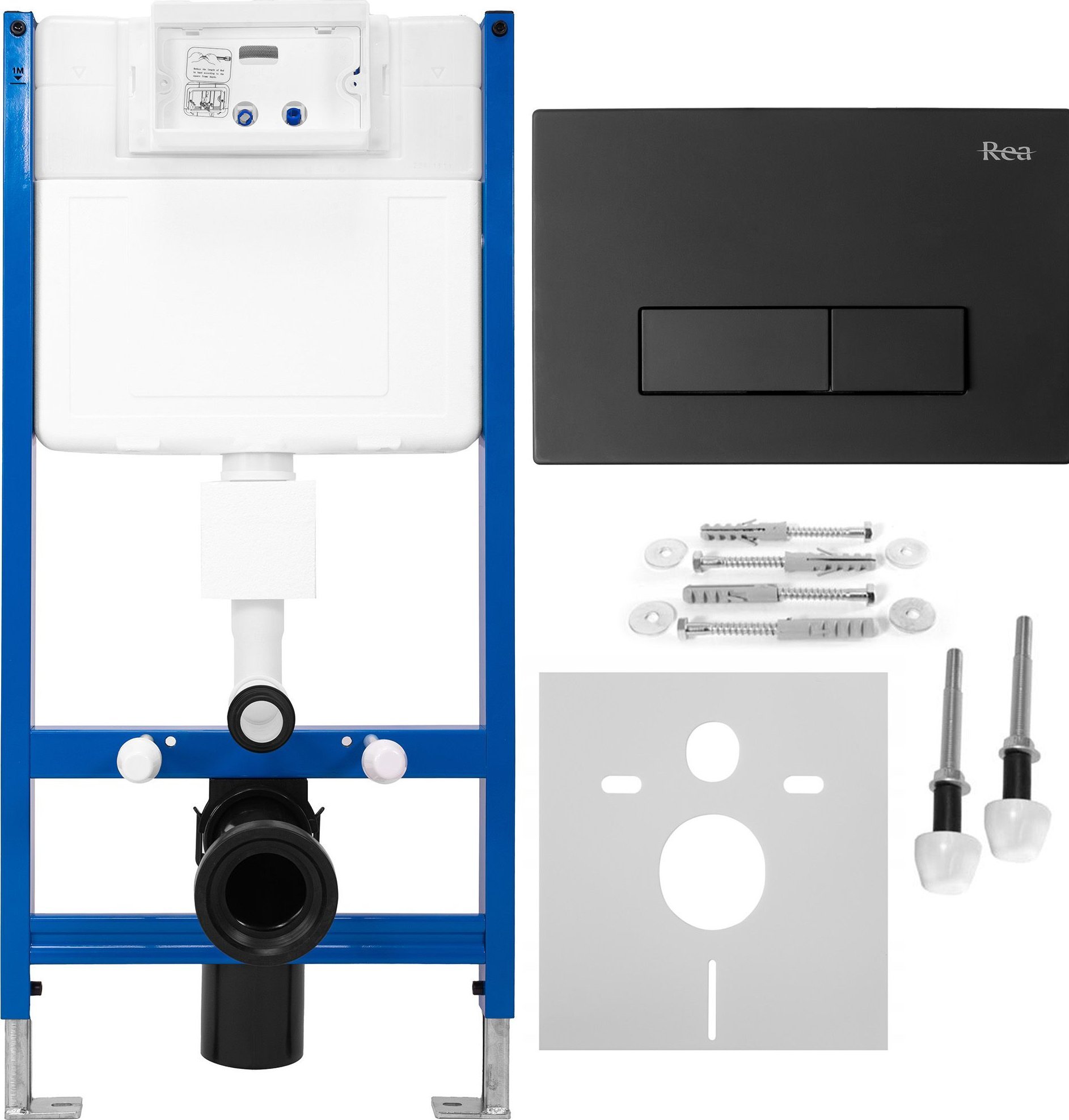 Stelaż Rea Stelaż zestaw podtynkowy do mis WC z przyciskiem H Black