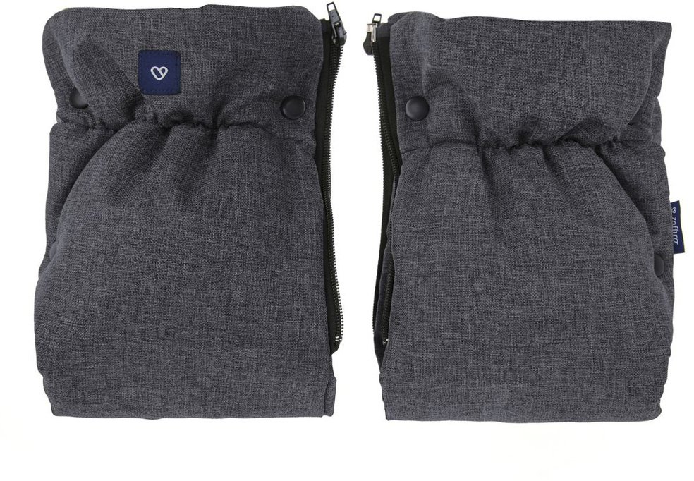 Zaffiro - Mufki do wózka dwuczęściowe Beżowa Wełna Premium/Melanż Grafit U