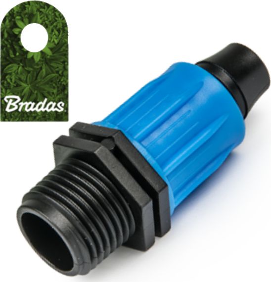 Bradas Łącznik QJ z GZ 1/2" do rur PE 16mm zasilających montażowych linii kroplującej Bradas 0193