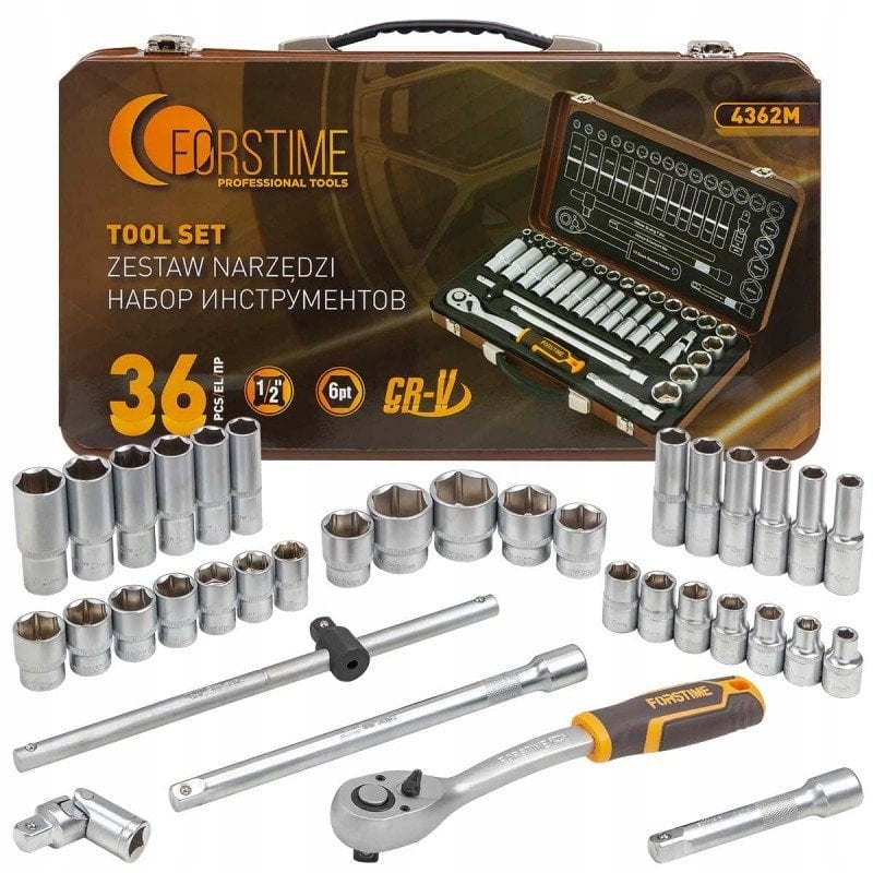 Zestaw narzędzi 1/2" 36el. (8-32mm) (6-kątnych)