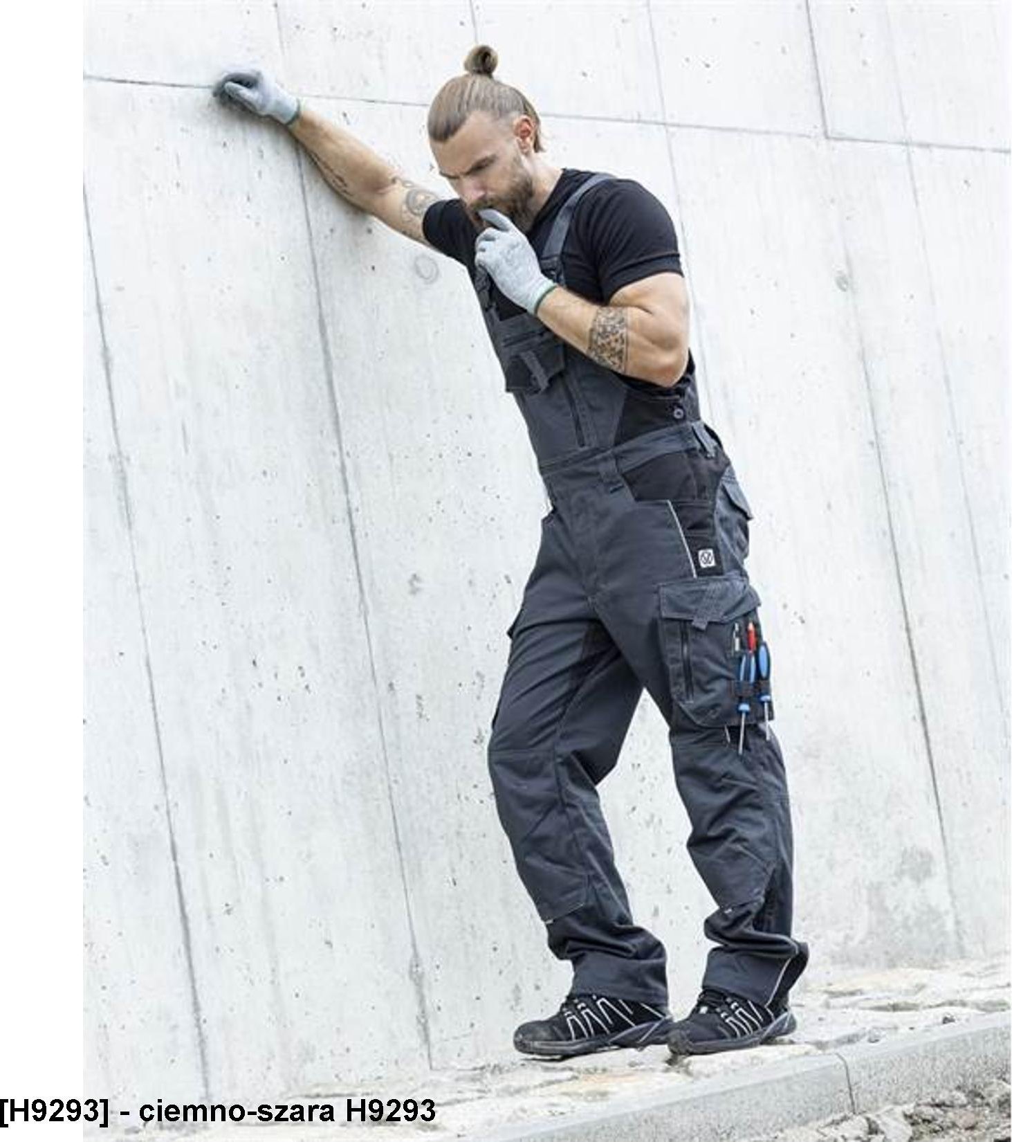 Ardon ARDON VISION - spodnie ogrodniczki tarmac - czarny H9130 2XL