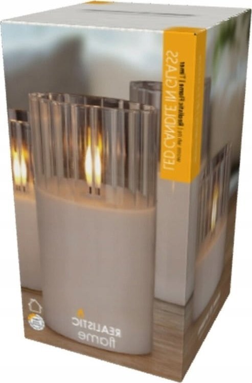 Elegancka szklana świeca LED 15 cm z efektem migoczącego płomienia