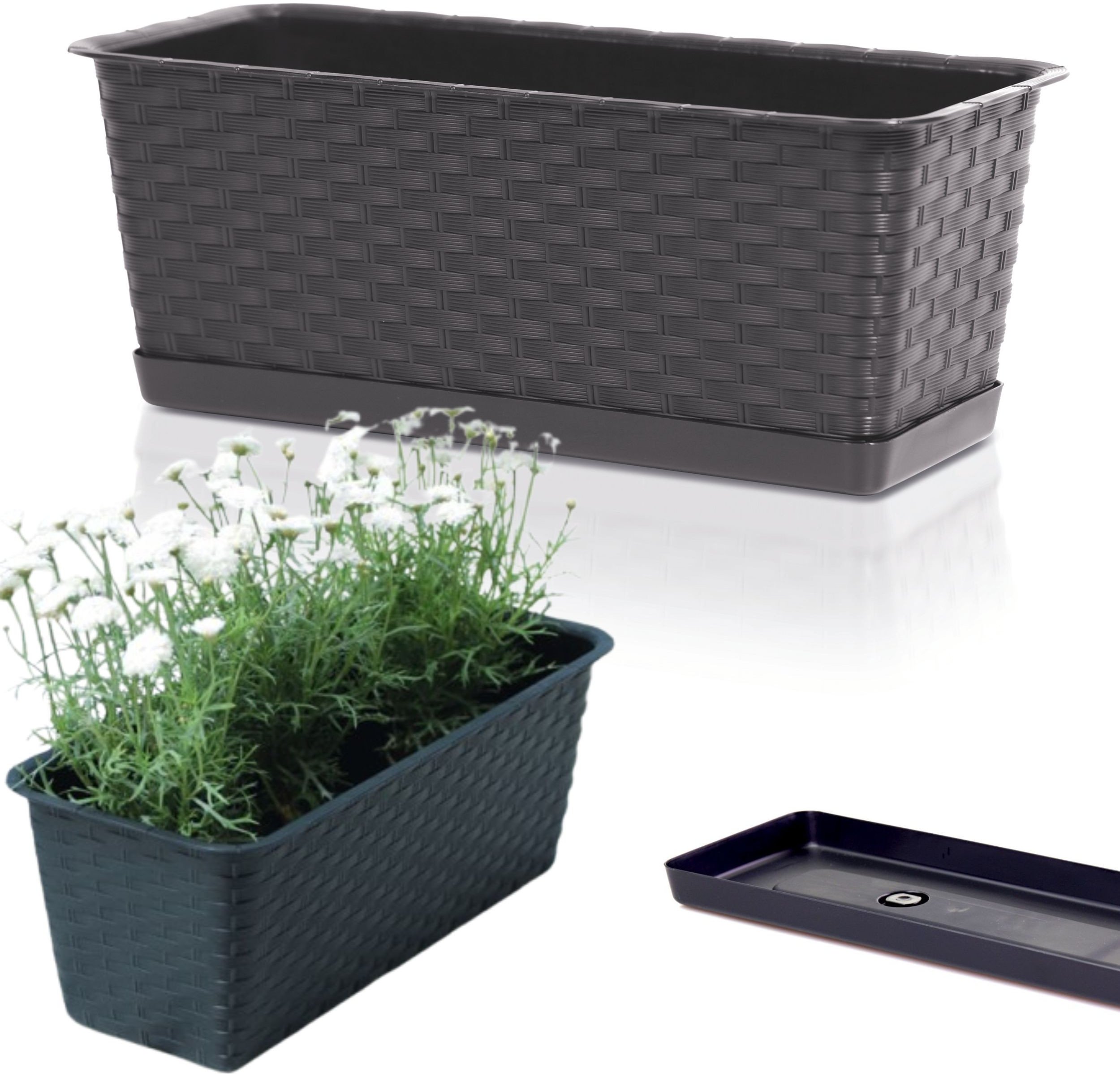 Skrzynka balkonowa Ratolla z podstawką ISR400P Doniczka prostokątna