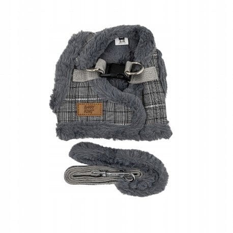 Zestaw, szelki+smycz, dla psa, szary, poliester/bawe�na, rozmiar XL, ocieplane