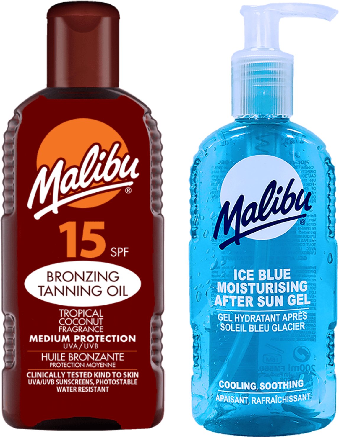 Malibu Olejek Do Opalania SPF15 200ml + Żel Po Opalaniu 200ml