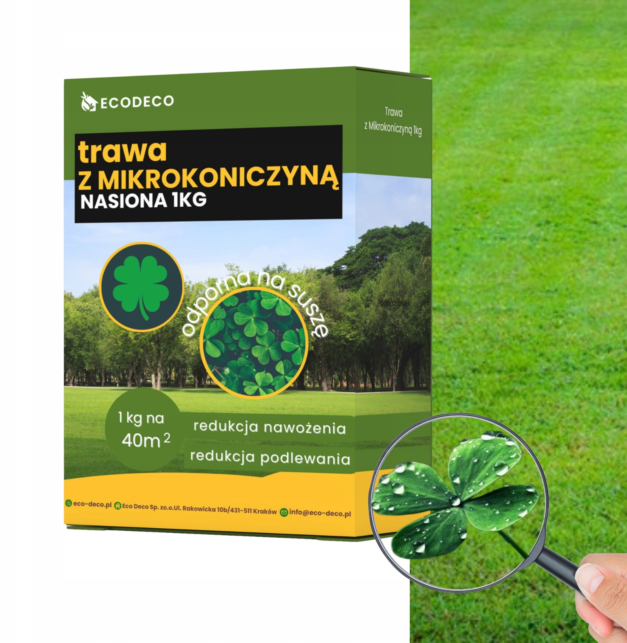 Nasiona Trawy Trawa Uniwersalna z Mikrokoniczyną Samonawożący Mieszanka 1kg