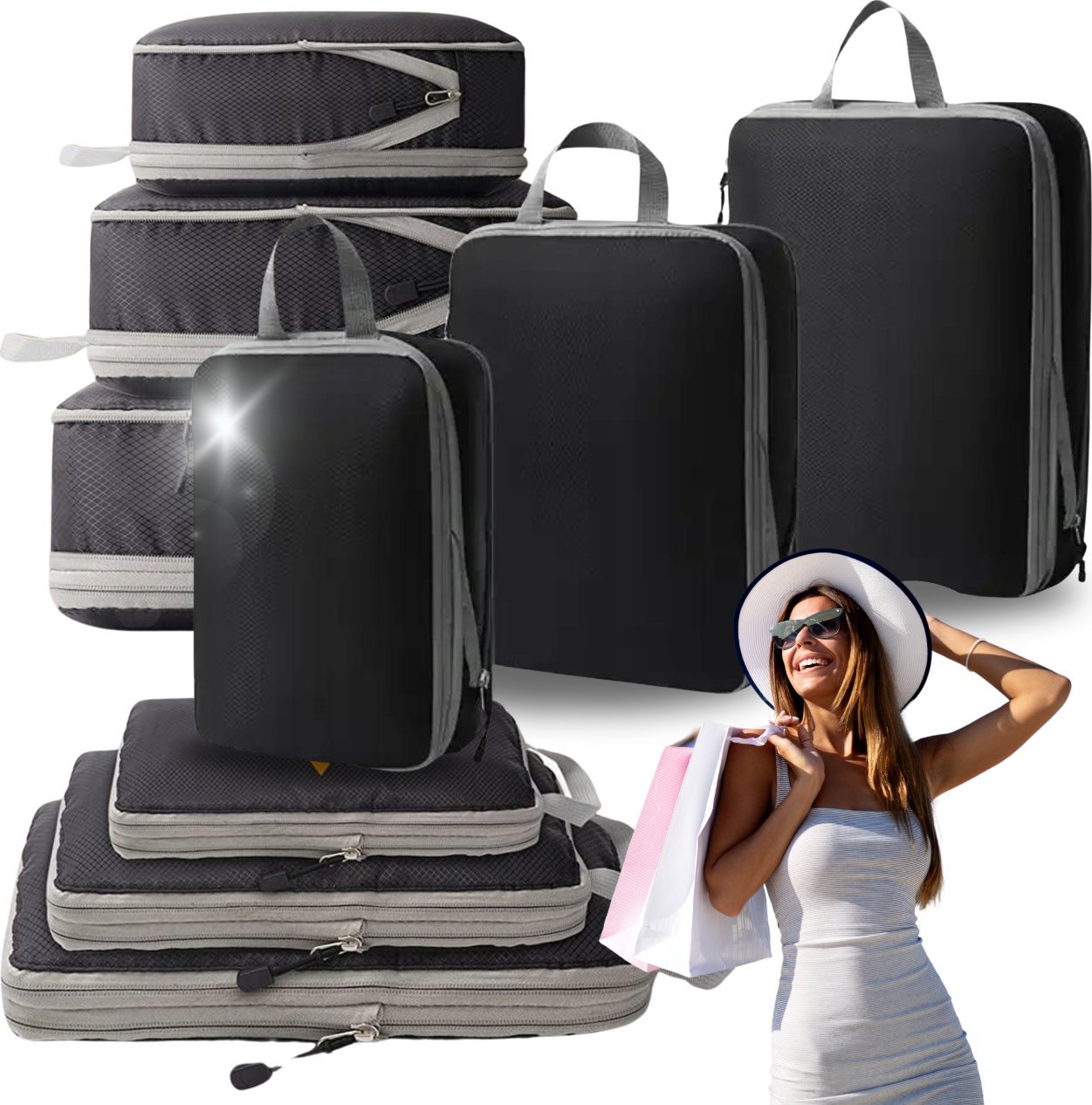 Iteams4Now Organizer kompresyjny do pakowania walizki podróżnej torby zestaw 3 szt