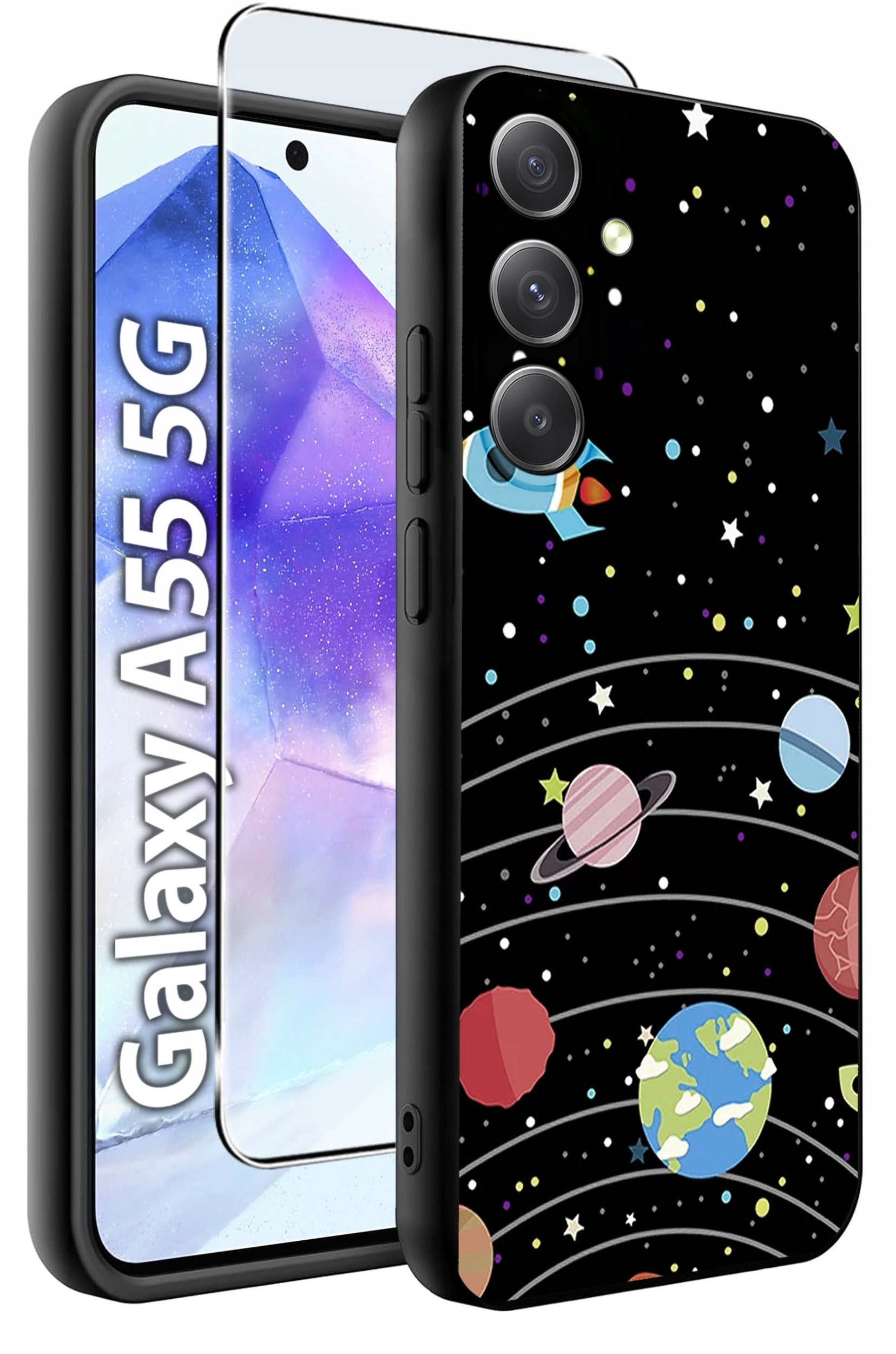 ETUI do Samsung A55 5G WZORY | SILIKONOWE MATT CASE + SZKŁO HARTOWANE 9H