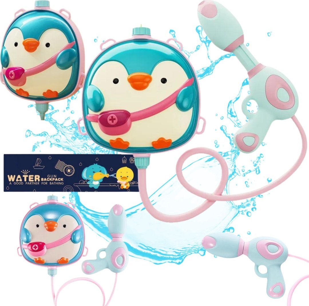 PISTOLET NA WODĘ Z PLECAKIEM PINGWIN DUZY ZBIORNIK REGULOWANY PISTOLET
