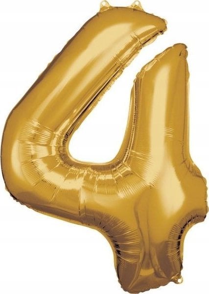 AMSCAN Balon foliowy duża cyfra 4 złota 65x86cm spakowany 9906269