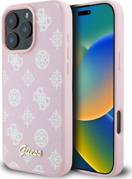 Guess GUHMP16LPGPYSP iPhone 16 Pro 6.3" różowy/pink hardcase Peony Script Logo MagSafe