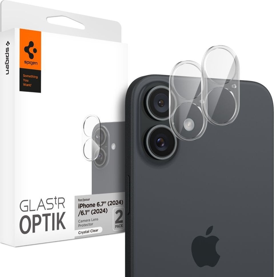 Spigen OSŁONA APARATU SPIGEN OPTIK GLAS.TR CAMERA PROTECTOR 2-PACK IPHONE 16 / 16 PLUS CRYSTAL CLEAR