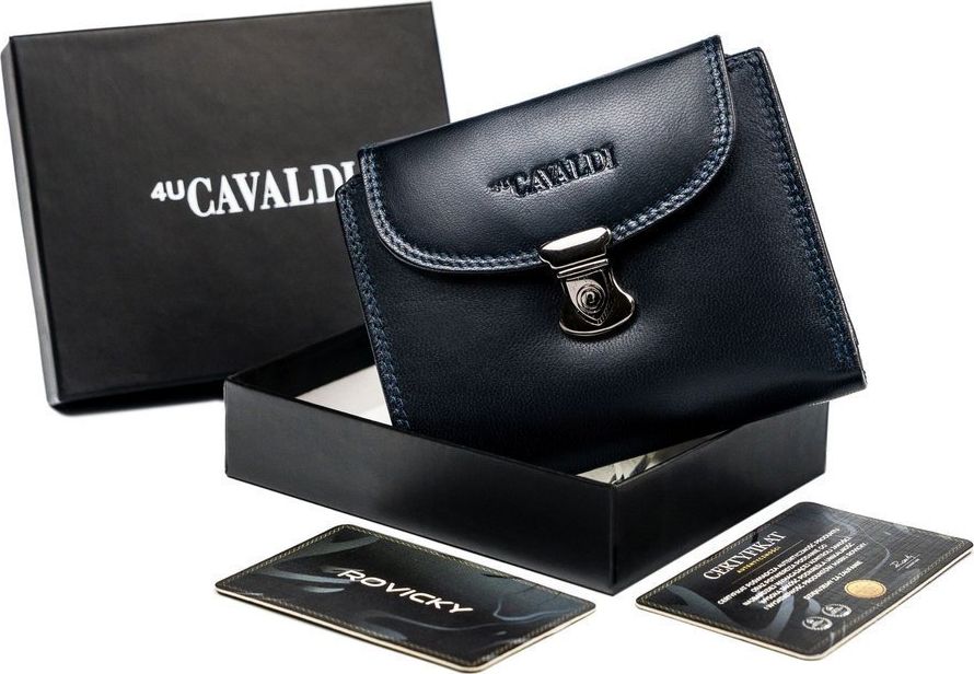 4U Cavaldi Portfel damski ze skóry naturalnej zamykany klapką, RFID Cavaldi Nie dotyczy
