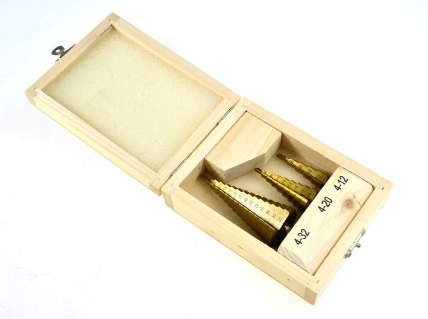 Wiertło AWTools stopniowe walcowe 4 6 10 12 14 16 8 18 20 30 32 22 24 28 26mm zestaw (AW40998)